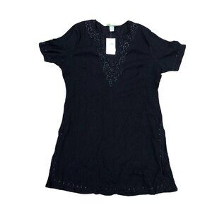 PINEAPPLE COVE Tunic Dress 2X Women Black Short Sleeve Pullover Swim Cover Shirt